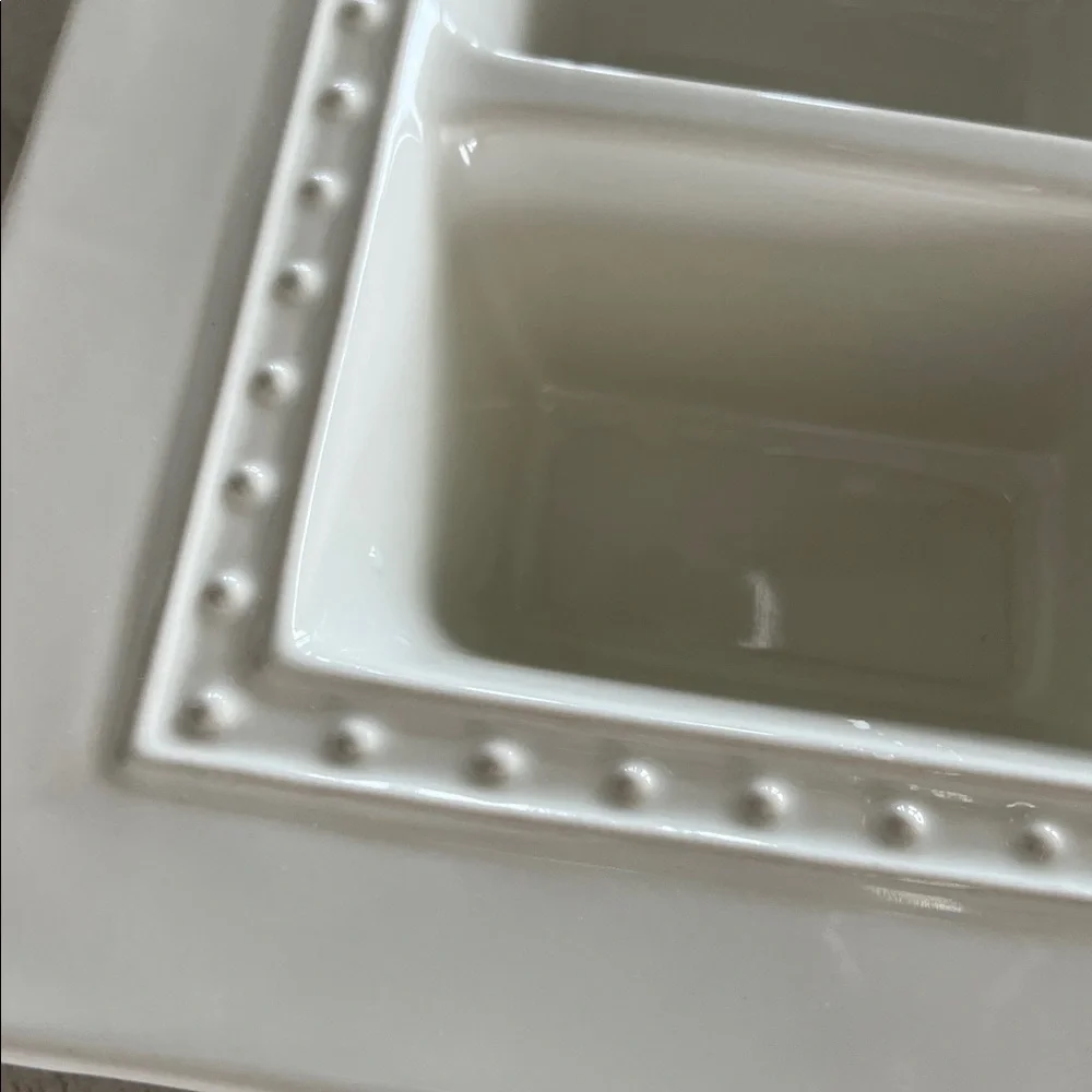 Ceramic 3-Compartment Serving Dish - Cream